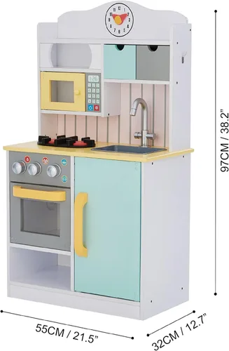 Miniatura 6 de Teamson Kids Little Chef Florence - Cocina interactiva clásica de madera con accesorios y espacio de almacenamiento para una fácil limpieza