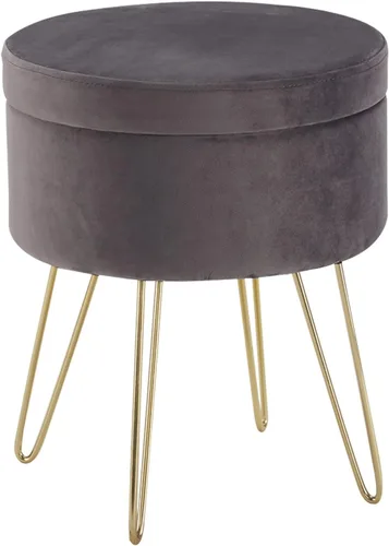 Miniatura 3 de DUHOME Otomana de almacenamiento de terciopelo, taburete de tocador con funda extraíble, reposapiés, taburete redondo, mesa de centro pequeña