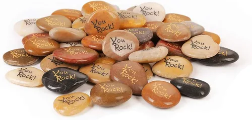 Miniatura 4 de RockImpact You Rock - 50 piezas de regalos de rock You are amazing grabadas inspiradoras rocas de fe, regalos novedosos, agradecimiento, gratitud