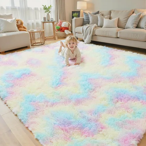 Miniatura 81 de Alfombras circulares súper suaves para niñas, castillo de princesa, tienda de campaña de 5 diámetros, alfombras circulares de área para dormitorio