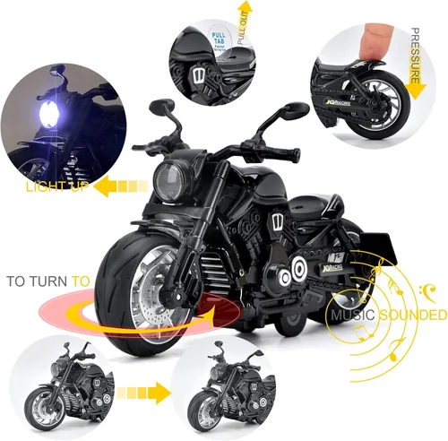 Miniatura 4 de Motocicleta de juguete, juguete de motocicleta con sonidos y luces, modelo de motocicleta de aleación 1:12 para niños, juguete de motocicleta