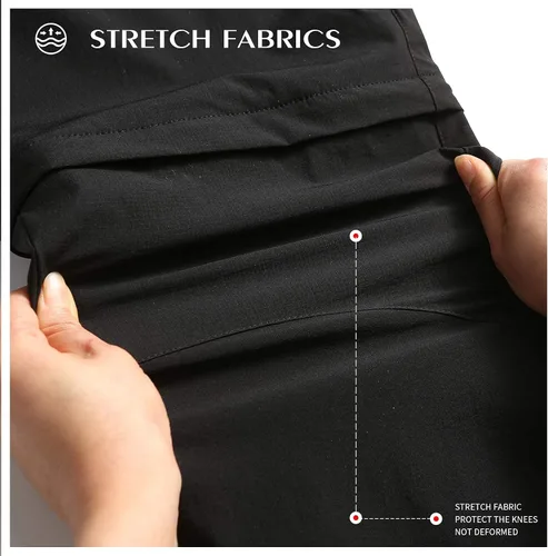 Miniatura 4 de CAMOFOXIN Pantalones de senderismo para hombre, convertibles, de secado rápido, pantalones y pantalones cortos de pesca (caqui, negro), Caqui