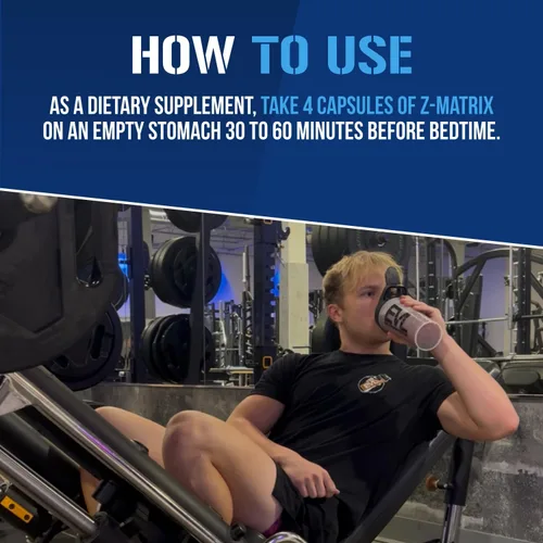 Miniatura 6 de EVL Suplemento de recuperación post entrenamiento, magnesio y zinc, ZMatrix Zinc Magnesio Aspartato Suplemento de recuperación muscular para apoyo