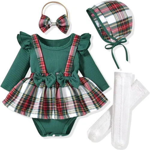 Miniatura 10 de Unutiylo Ropa de bebé recién nacida prematura con tirantes, traje de otoño e invierno, traje de manga larga con volantes