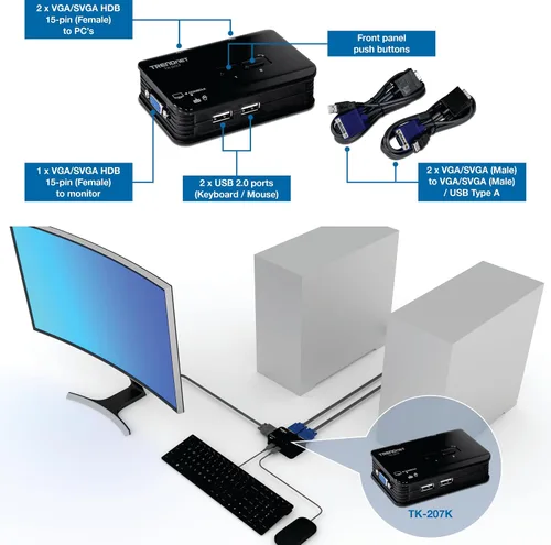 Miniatura 2 de Trendnet Kit de switch KVM y cable, Azul