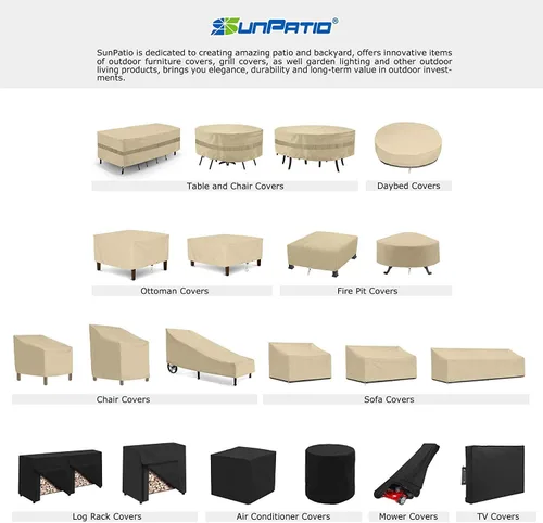 Miniatura 7 de SunPatio Funda de sofá de patio para exteriores, funda de sofá de asiento profundo, funda de sofá grande, funda seccional de muebles de patio