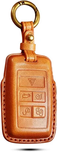 Miniatura 11 de SANRILY Funda de piel auténtica hecha a mano para llavero Land Rover 2021 2020 Range Evoque Sport y Jaguar Key Fob sin llave completa con llavero