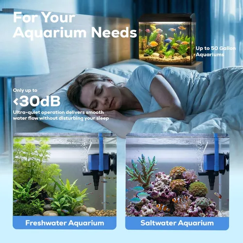 Miniatura 6 de Aqua Dream Bomba de acuario y filtro de tanque de peces, bomba de agua sumergible 3 en 1, oxigenación de circulación silenciosa, 15 W, 800 L/H