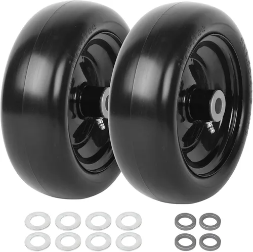 Miniatura 11 de Paquete de 4 neumáticos para cortacésped de 9 x 3.50-4 pulgadas con buje centrado de 3.5 pulgadas, bujes de 3/4 pulgadas y conjuntos de ruedas