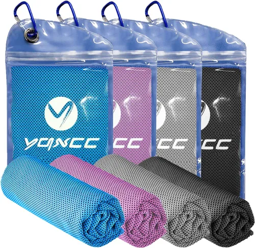 Miniatura 9 de YQXCC Toallas refrescantes Paquete de 4 unidades de 47 x 12 pulgadas Hielo fresco para cuello Microfibra suave transpirable para yoga, Gris