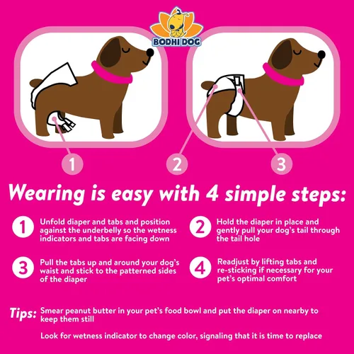 Miniatura 5 de Bodhi Dog Pañales desechables para perras, pañales súper absorbentes para el ciclo de calor de la hembra, ajuste ajustable para entrenamiento