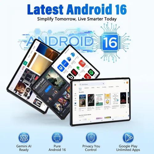 Miniatura 3 de Tablet Android de 10 pulgadas Tablets Android 16, Gemini AI, pantalla de 120Hz, 20GB RAM, 64GB ROM+2TB expandible, Widevine L1, 6000mAh, GPS, Face