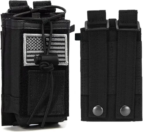 Molle - Funda de radio táctica de nailon, soporte de radio de policía, para walkie talkie bidireccional, deportes al aire libre, correas elásticas