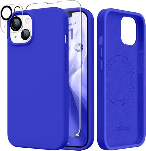 Miniatura 81 de GONEZ Funda de silicona para iPhone 14 Pro Max, compatible con MagSafe, con protector de pantalla + protector de lente de cámara, silicona líquida a