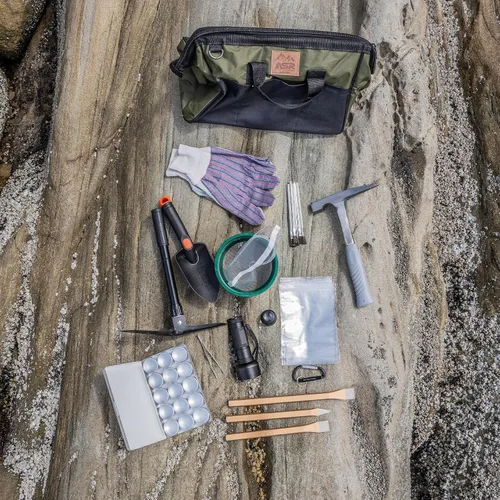 Miniatura 3 de ASR Outdoor Kit de equipo de Rockhounding para principiantes de 40 piezas con bolsa de herramientas, cinceles, martillo de selección de rocas