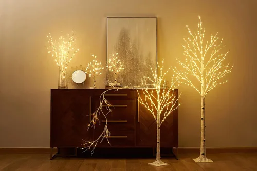 Miniatura 3 de LITBLOOM Árbol de abedul iluminado con temporizador, funciona con pilas o enchufe USB de 18 pulgadas, 24 LED, árboles de Pascua con luces para boda
