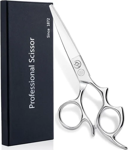 Miniatura 7 de Moontay Juego de tijeras de corte de pelo de 5.5 pulgadas con agujeros grandes para los dedos, tijeras de adelgazamiento de peluquero profesional