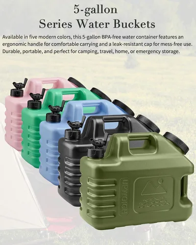Miniatura 7 de UPWOIGH Jarra de agua grande de 5 galones, recipiente de agua portátil a prueba de fugas rosa coral con espiga, talla frontal inspirada
