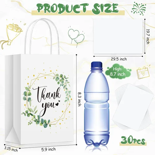 Miniatura 3 de Tinlade 30 bolsas de regalo de agradecimiento con papel de seda dorado con asa para graduación, negocios, compras, boda, ducha, regalos de fiesta