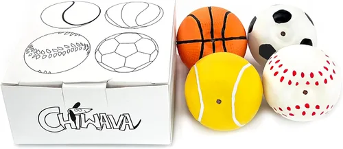 Miniatura 3 de CHIWAVA Paquete de 4 bolas deportivas de látex chirriante de 2.4 pulgadas, juego de pelotas deportivas para perros pequeños