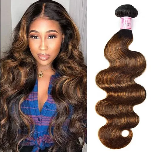 Miniatura 15 de Beauty Forever #33B Cabello humano brasileño ondulado marrón rojizo 1 paquete de 8 pulgadas, cabello humano Remy castaño cobrizo rojo cobrizo