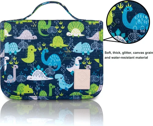 Miniatura 2 de Eudora Neceser colgante de viaje para niños, organizador de viaje impermeable, lindo dinosaurio serpiente dibujos animados cosméticos bolsa de baño