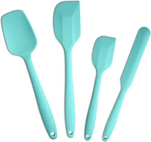 Miniatura 9 de Juego de 4 espátulas de silicona, espátulas de goma flexibles resistentes al calor y antiarañazos para hornear y cocinar con núcleo de acero