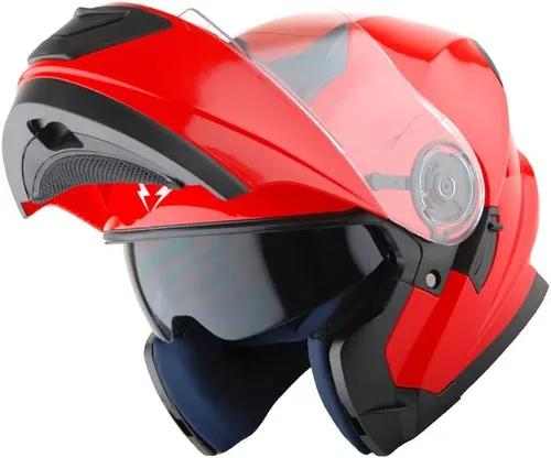 Miniatura 16 de 1Storm Nuevo Casco Modular de Motocicleta con Visera Dual Cara Completa y Luz Trasera LED Recargable: Modular901 Fibra de Carbon Negro