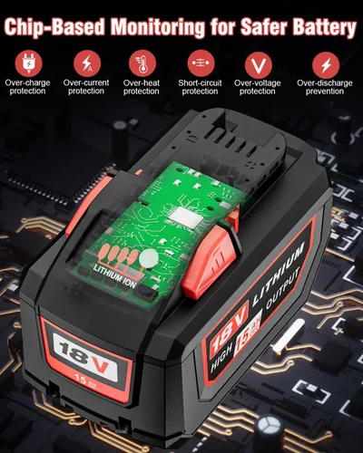 Miniatura 5 de HOCHSTERN Reemplazo de 18 V 15.0Ah para batería Milwaukee M-18 de alto rendimiento compatible con baterías Milwaukee de 18 voltios 48-11-1862