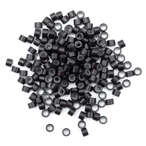 Miniatura 8 de Hairro Micro Link Beads - 200 piezas de 0.236 in con forro de silicona micro anillos para extensiones de cabello humano, extensiones de plumas beige