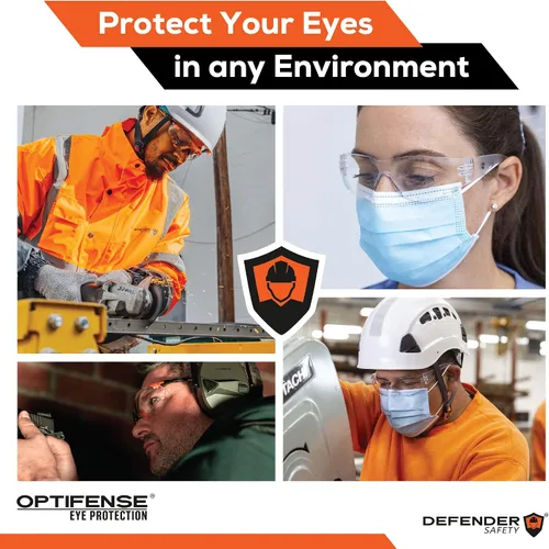Miniatura 7 de Defender Safety Gafas de seguridad DVP2, gafas protectoras de policarbonato, anti arañazos, antiniebla, resistente a los impactos ANSI Z87