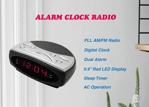 Miniatura 2 de HANNLOMAX Radio despertador HX-137CR, radio PLL AM/FM, alarma dual, pantalla LED de 0.9", solo operación de CA