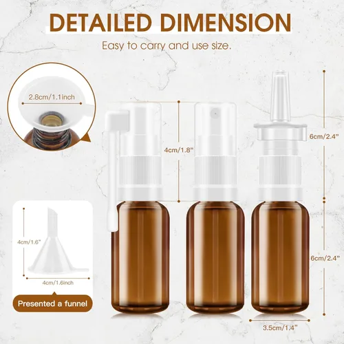 Miniatura 2 de YAKESD Botella de spray nasal, 6 atomizadores recargables de vidrio ámbar de 1.0 fl oz/1 oz, atomizadores de niebla fina, pequeño rociador nasal