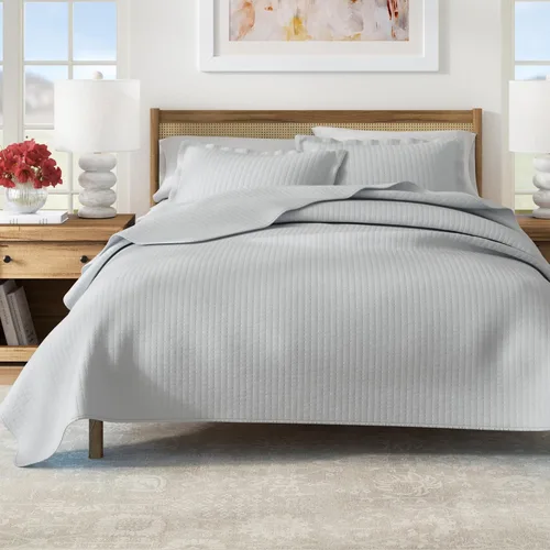 Miniatura 22 de Great Bay Home Full/Queen Quilt Set - 3-Piece Seersucker Box-Stitched Bedding Set - Soft, Lightweight, All-Season Bedspread (White)