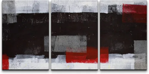 Miniatura 45 de wall26 Lienzo enmarcado para pared, juego de arte con trazos de pintura roja y naranja vibrante, paisaje, formas abstractas, ilustraciones, arte