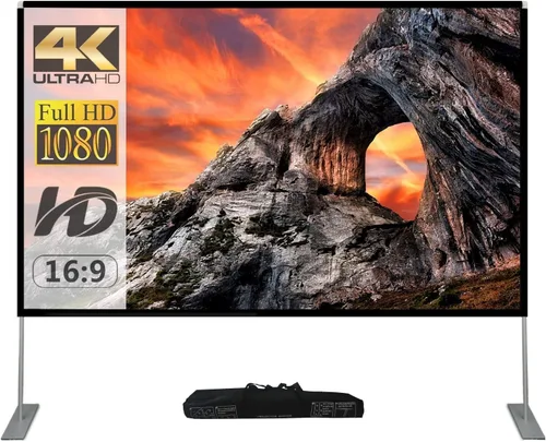 Miniatura 10 de SKERELL Pantalla de proyector con soporte, pantalla de proyección portátil de 120 pulgadas, 16:9 4K HD, proyecciones delanteras y traseras, pantalla