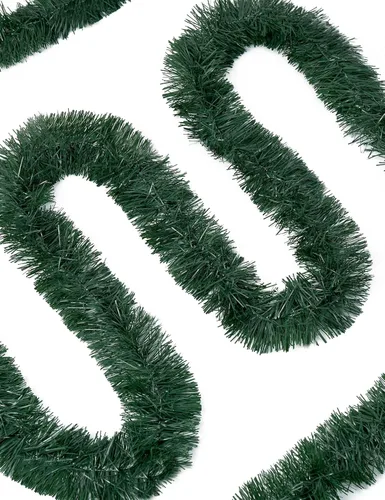 Miniatura 4 de Guirnalda de oropel de Navidad de 15,2 m, guirnalda metálica gruesa verde oscuro con diseño de torsión para árbol de Navidad, decoraciones