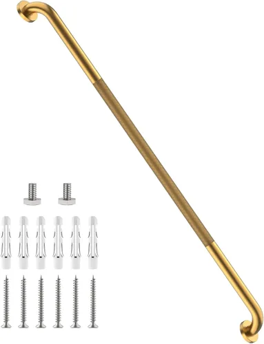 Munzong - Barra de agarre antideslizante para ducha de 48 pulgadas, barra de agarre para pared de baño, barra de equilibrio moleteada dorada para