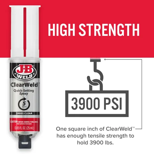 Miniatura 4 de J-B Weld 50112 ClearWeld Jeringa de Epoxi de Fraguado de 5 Minutos - Transparente - 25 ml, 25ml