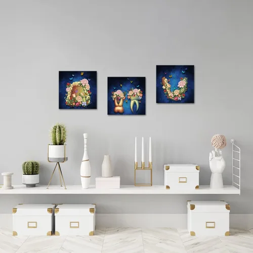 Miniatura 2 de iHAPPYWALL 3 piezas de lienzo dental, arte de pared, abstracto, floral, anatomía, mariposas, arte médico para clínica, odontología, decoración