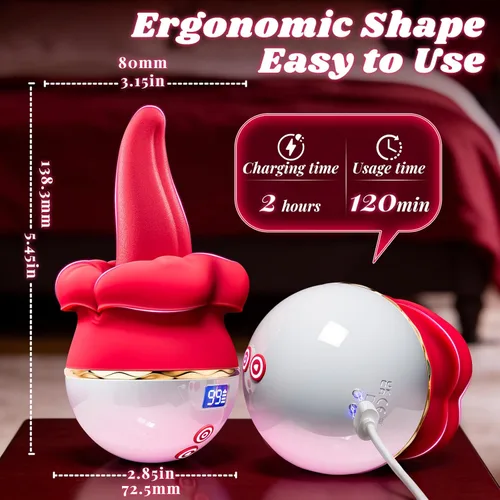 Miniatura 6 de Vibradores de lengua de juguete de rosas, vibrador 5 en 1 para mujeres, juguetes sexuales con 10 modos de vibración bucal y lengua sexual