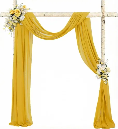 Miniatura 13 de FANPROMS Cortinas azules para arco de boda, cortinas de tela de gasa de 20 pies, 1 panel, arcos de boda para ceremonia, cortinas de telón de fondo