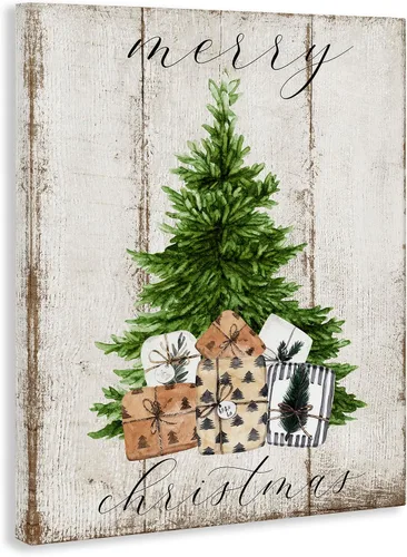 Miniatura 3 de Stupell Industries Árbol de Navidad rústico envejecido, diseñado por Deborah Brown, 16 x 20 pulgadas, arte de pared en lienzo Stupell Industries