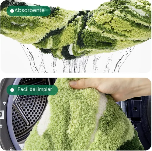 Miniatura 7 de LUMI Lindas alfombras de baño con plantas de hoja verde, suaves, esponjosas, de felpa, absorbentes, de secado rápido, antideslizantes, lavables a