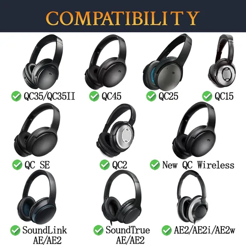 Miniatura 3 de SoloWIT Almohadillas de cuero con proteína para auriculares Bose, almohadillas de repuesto para Bose QuietComfort 15 QC15 QC25 QC2 QC35/Ae2 Ae2i