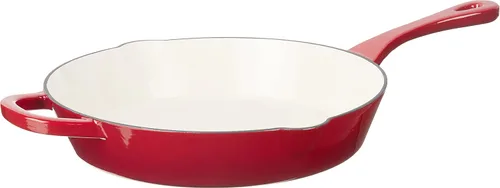Crock Pot Artisan - Sartén redonda de hierro fundido esmaltado, 12 pulgadas, rojo escarlata