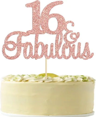 Miniatura 14 de Gyufise 1 decoración de pastel de 10 y fabulosa decoración de pastel de oro rosa con purpurina de diez y fabulosos adornos para tartas de feliz 10º