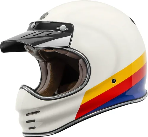 TORC T3/Baja - Casco de motocicleta de fibra de vidrio retro clásico de cara completa con aprobación DOT y ECE