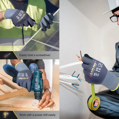 Miniatura 4 de Work Gloves MicroFoam Nitrile Coated-12 Pairs,Seamless Knit Nylon&Spandex Gloves,Grey Work gloves