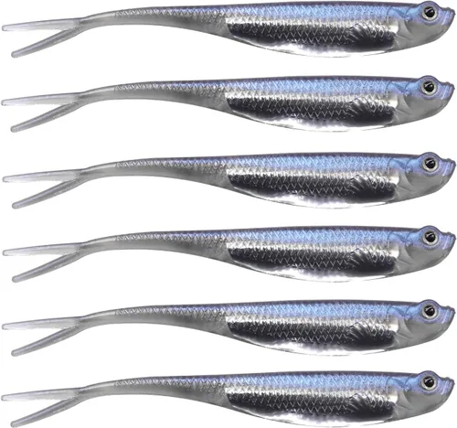 QualyQualy 5 señuelos de pesca suaves de Swimbait, 6 unidades Jerk Shad Minnow Drop Shot Señuelo para Bass Bait Shad Señuelo suave Jerkbait para